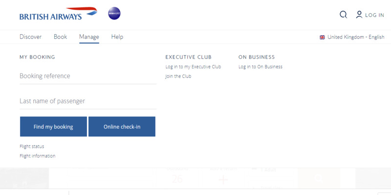 British Airways Manage Booking 