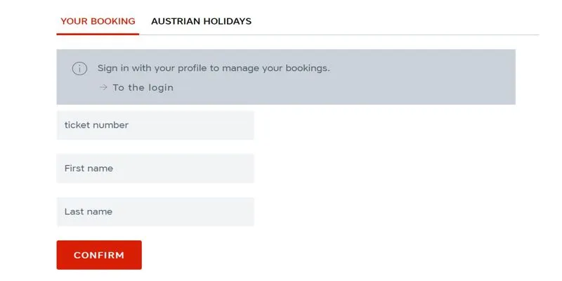 Austrian Airlines Manage My Trip