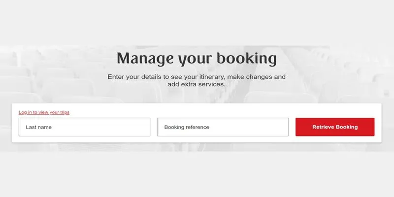 Emirates Airlines Manage Booking Login Page