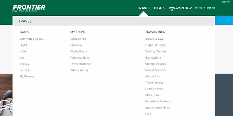 Frontier Airlines Manage Trip