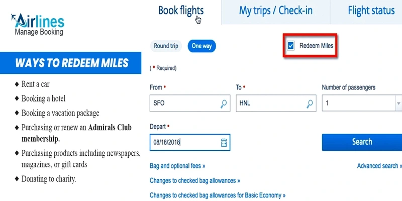 Required Miles for Free American Airlines Flight