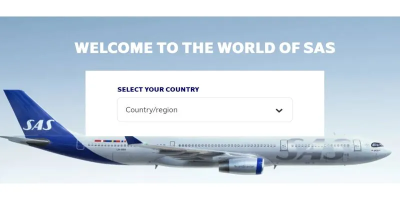 SAS Airlines Homepage