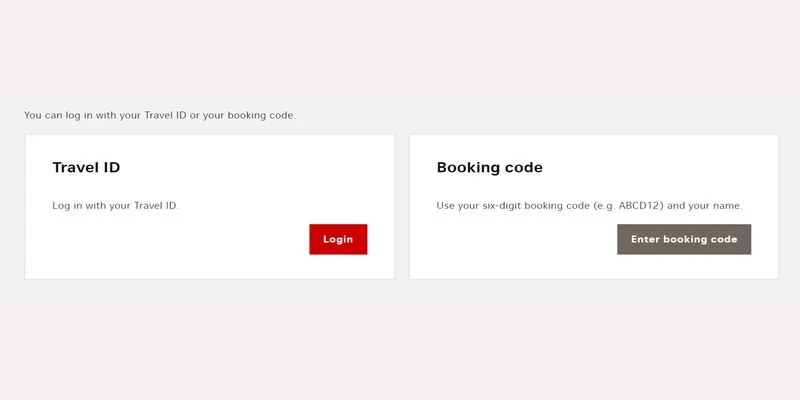 Swiss Air Manage My Booking page