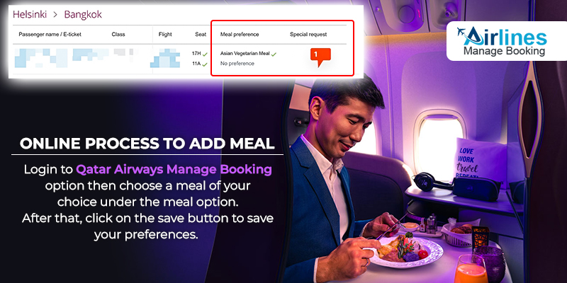 qatar airways meal selection online process